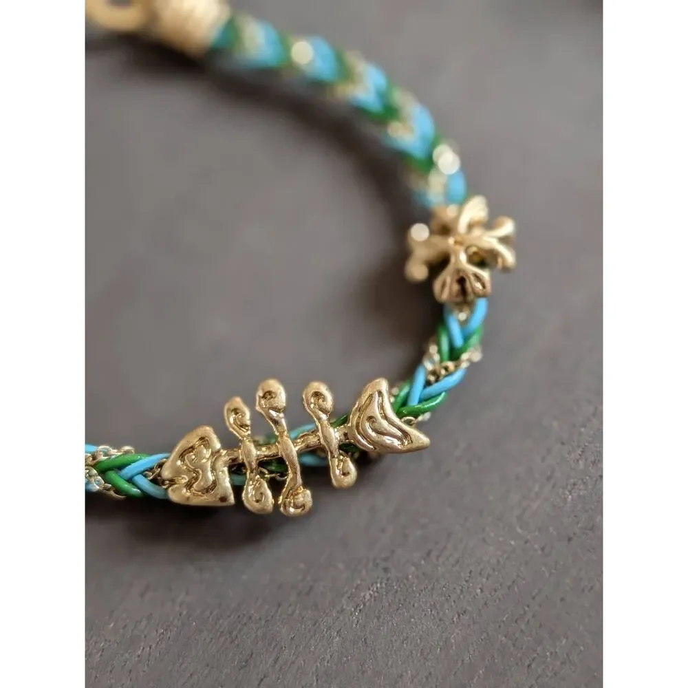 TORY BURCH Fish Braided Logo Bracelet